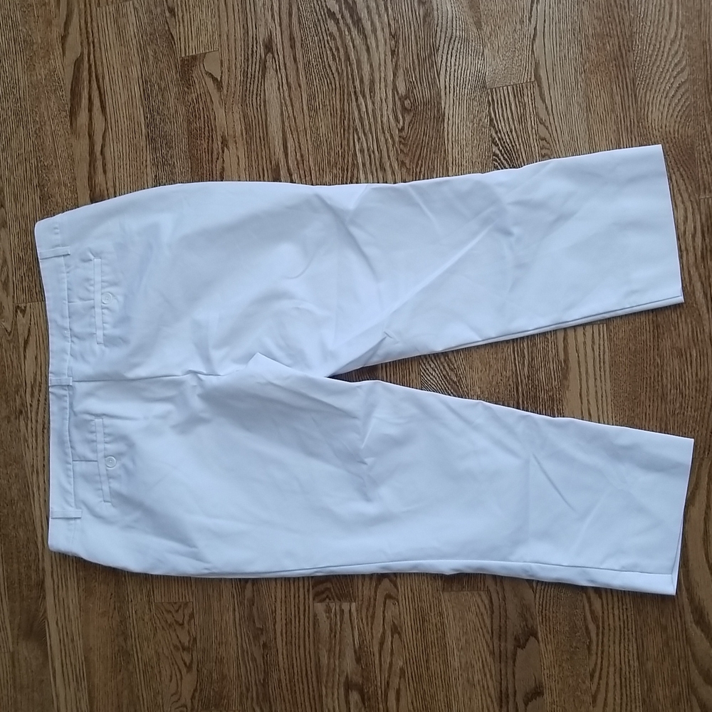 (14) Dalia White Cotton Blend Capri Pants Casual Neutral Cottagecore Minimalist - Picture 9 of 9